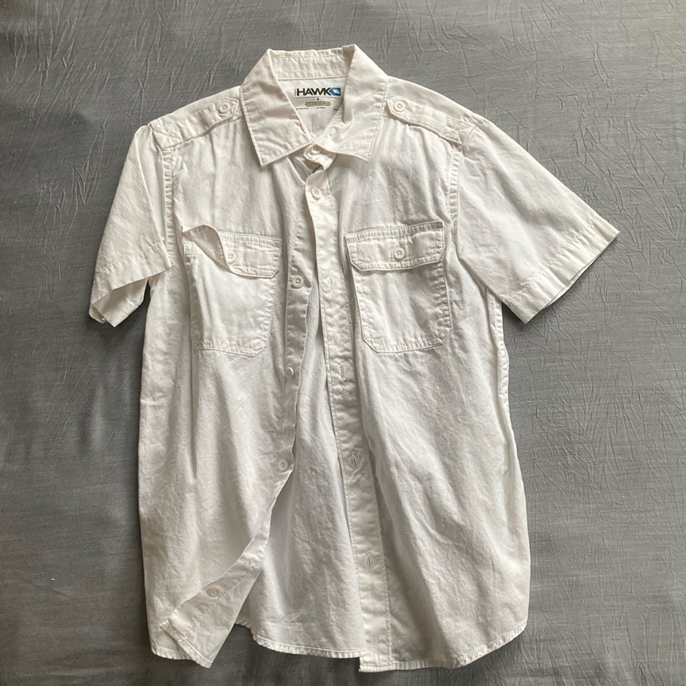 Tony hawk white button down short sleeve shirt